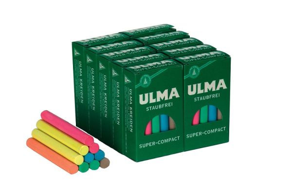 Ulma C-Kreide 6-farbig sortiert staubfrei 100 Stück (10x10)